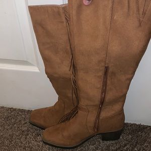 Fringed Wide Calf Boots